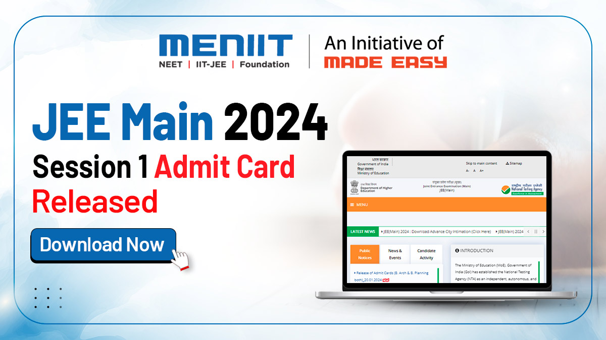 NTA Released JEE Main 2024 Session 1 Admit Card For BE/BTech